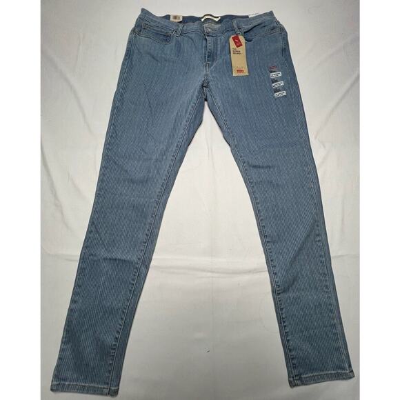 NWT Levi's 710 Women's Light Wash Striped Super Skinny Blue Jeans  Sz 18 (34x29) - Picture 1 of 10
